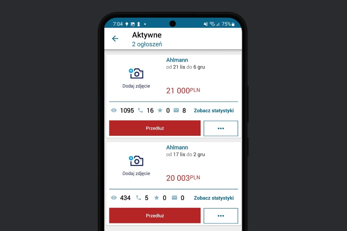 Mobile interface of an old product dashboard with severe usability issues.