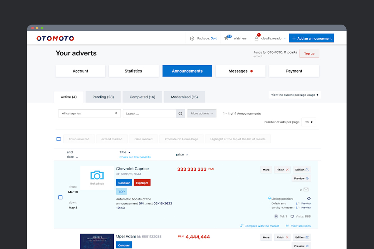 Design prototype of OLX Motors' redesigned product experience.