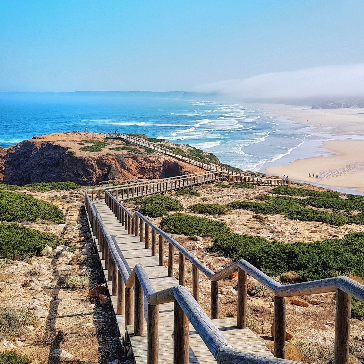 A beautiful view from the top of the stairs leading to Praia da Bordeira in Portugal.